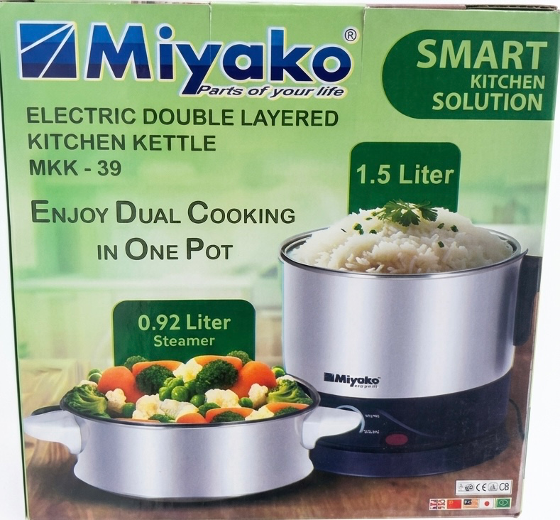 Miyako MKK-39 Electric Double Layered Kitchen Kettle & Multi-Cooker